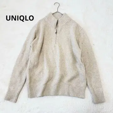 유니클로 수플레얀 하프 지퍼 스웨터 남성용 S 세탁 가능 베이지 계열