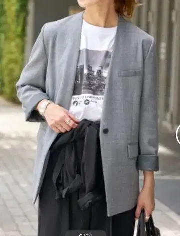 새상품급 지난 시즌 스픽앤스팬 36 더블 크로스 V 칼라 자켓 그레이