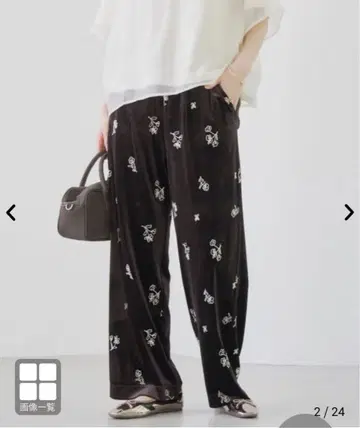 미사용 새상품 coen 코엔 자수 팬츠 벨로아 와이드