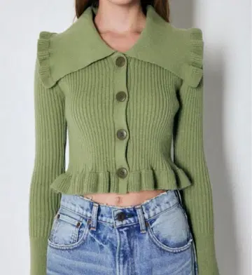 moussy 니트 가디건 프릴 숏 기장