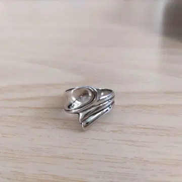 실버 곡선 디자인 오픈 반지