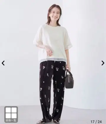 미사용 새상품 coen 코엔 자수 팬츠 벨로아 와이드