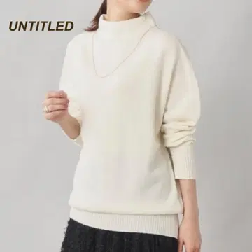 언타이틀 니트 스웨터 하이넥 울 실크 캐시미어 루즈핏