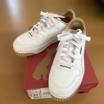 [ 새상품급 ] PUMA 화이트 레오파드 무늬 스니커즈