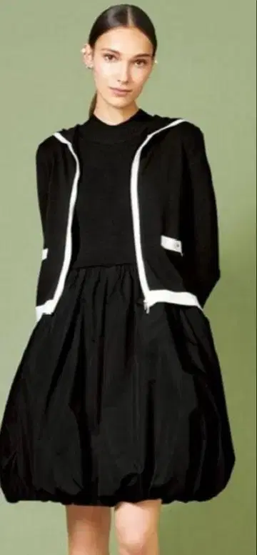 폭시 데이지린 후드 부착 가디건 블랙 38