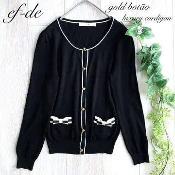 [새상품급] ef-de 에프데 가디건 블랙 M 골드 버튼 리본