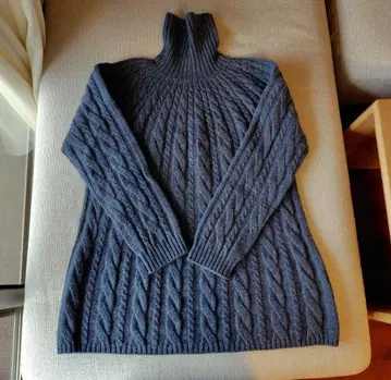 BEAMSBOY 일본제 울 100% A라인 케이블 짜임 니트