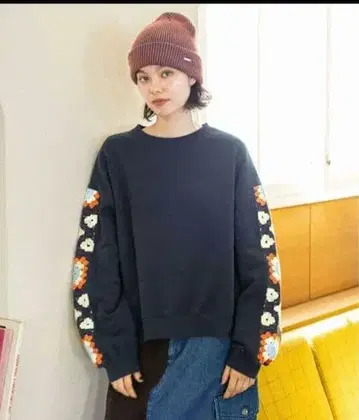 미사용 새상품 니코앤드 크로셰 콤비 풀오버 다크 네이비