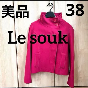 [새상품급] [Le souk] 핑크 스탠드 카라 숏코트 38
