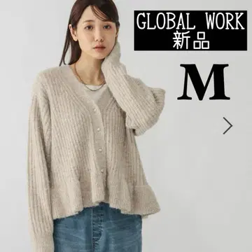 [택 포함 새상품] 글로벌 워크 모헤어 터치 페플럼 가디건 베이지 M