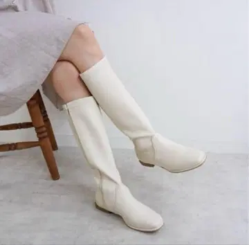 FABBY FABBY 조키 플라이트 롱 부츠/화이트