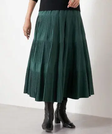 BEARDSLEY 비어즐리 플리츠 캉캉 스커트 다크 그린