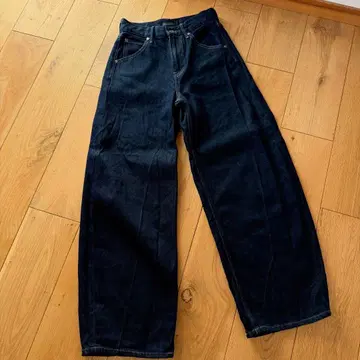 유니클로 배기 커브 진스 기장 짧음 21 XS 네이비