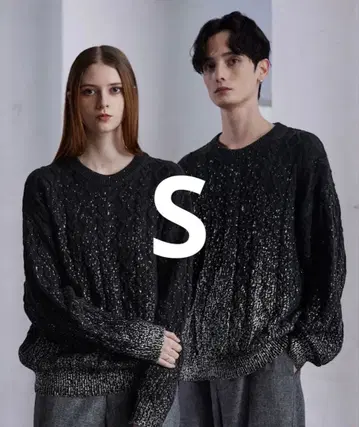 [ CLEL ] 호일 프린트 케이블 크루넥 니트