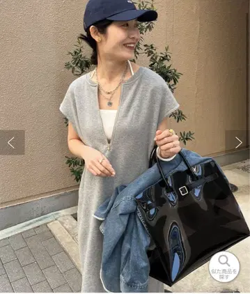 그레이 슬리브리스 롱 니트 원피스