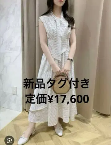 새상품 Noela 노엘라 보타이 도트 원피스 프렌치 슬리브 원피스