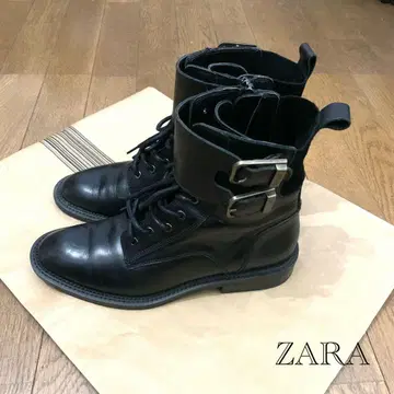 ZARA 블랙 가죽 버클 부츠 37