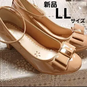 새상품 여성용 펌프스 리본 펌프스 베이지 에나멜 결혼식 모임