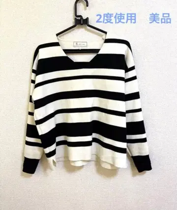 로페피크닉 스트라이프 V넥 니트 38 사이즈