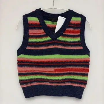 ZARA 멀티 컬러 스트라이프 니트 베스트 V넥