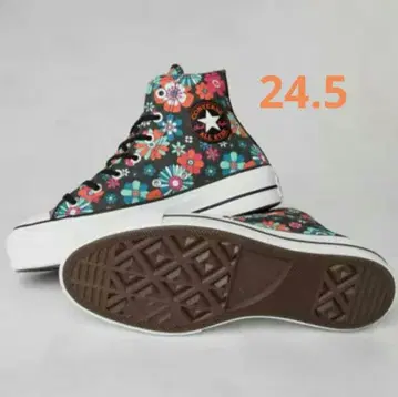 CONVERSE 플라워 프린트 하이컷 스니커즈 24.5cm 컨버스