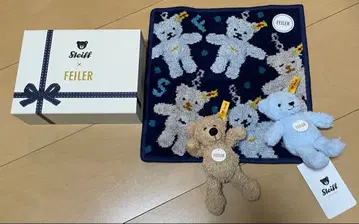 페이러 슈타이프 테디베어 손수건 키링 세트