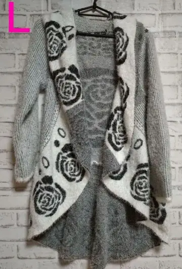 샤기 가디건 꽃무늬 니트 스웨터 L 여성용 겨울