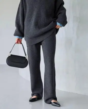 새상품 24AW 프레임워크 와플 플레어 팬츠 니트 울 그레이 S