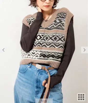 리에미러 노르딕 무늬 2way 베스트 베이지 계열