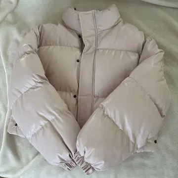 me+em select 인조 가죽 숏 퍼 다운 자켓 핑크