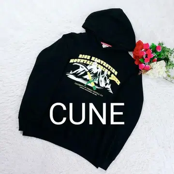 [ 초레어 ] CUNE 블랙 후드티 피로피로 포함 큔 양면 프린트