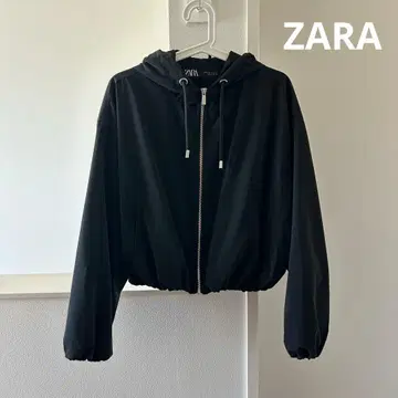 ZARA 자라 나일론 후디 자켓 후드티 블랙