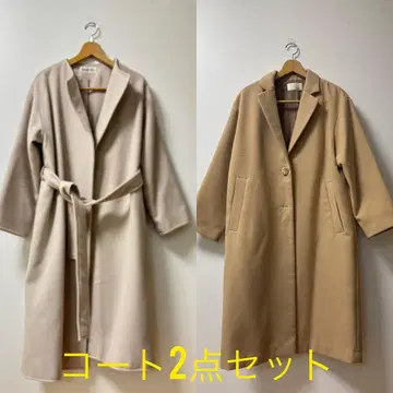 베이지 벨트 포함 롱 코트