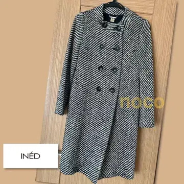 INED 이네드 트위드 스탠드 카라 코트 사이즈 9