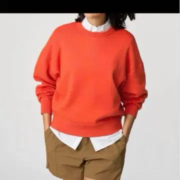 UNIQLO C 스무스 코튼 크루넥 스웨터 오렌지 XL