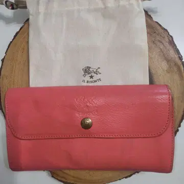 IL BISONTE 코랄 핑크 장지갑 수납 가방 포함