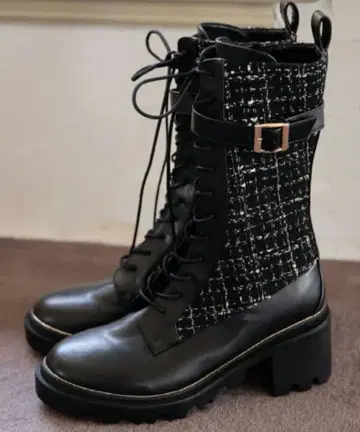 Gold Buckle Lace-Up Boots herlipto 36