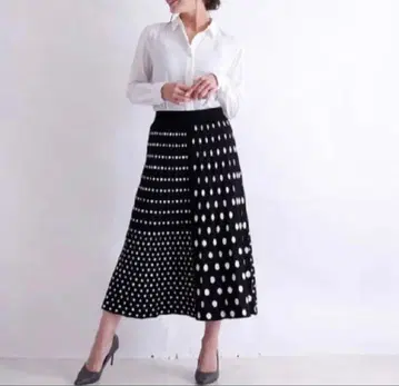 사와아라모드 도트 니트 스커트 롱