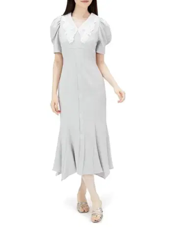 [ SNIDEL ] 자수 칼라 머메이드 원피스