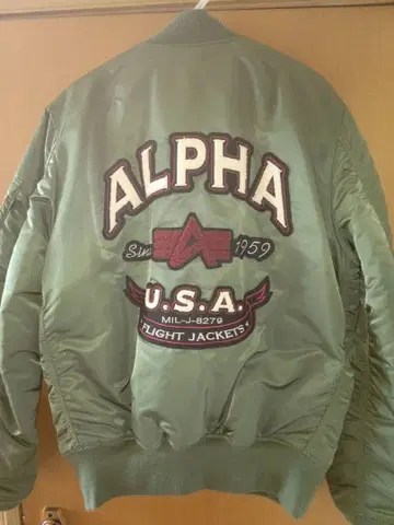 ALPHA MA-1 플라이트 자켓 올리브 그린 백 로고 새상품