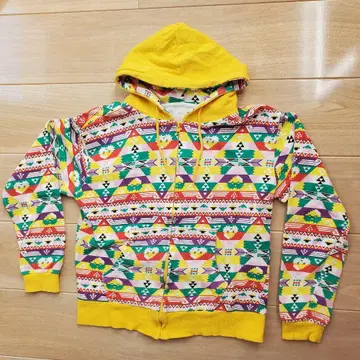 허벅지 컬러 클로버 Z 시오링 후드티 옐로우 컬러 기하학