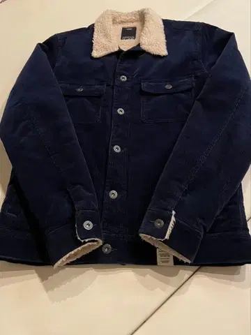 [ 새상품급 ] AZUL 네이비 보아 카라 부착 자켓