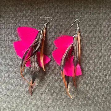 론 헤르만 엑조틱 깃털 롱 귀걸이