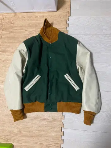 Albion 바시티 자켓 S 사이즈 그린/화이트/오렌지