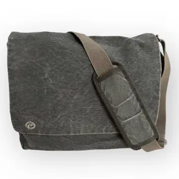 소 가죽 캔버스 숄더백 다크 그린 심플 캔버스 튼튼함