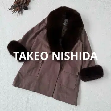 TAKEO NISHIDA 타케오 니시다 코트 판초 캐시미어 퍼