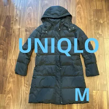 후드 부착 롱 다운 자켓 블랙 유니클로 M 사이즈