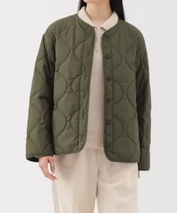 무인양품 포근한 솜 퀼팅 자켓 카키 그린 XL