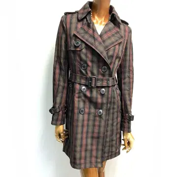 택 포함 LOVELESS 트렌치코트 퀼팅 34 나일론 체크