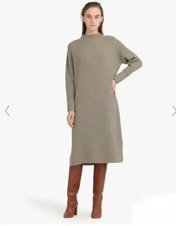 띠어리 럭스 울 하이넥 원피스 38 VICTORIA 베이지